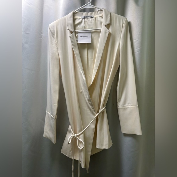 Orseund Iris 🤍 Stunning Silky White Blazer Dress with Wraparound